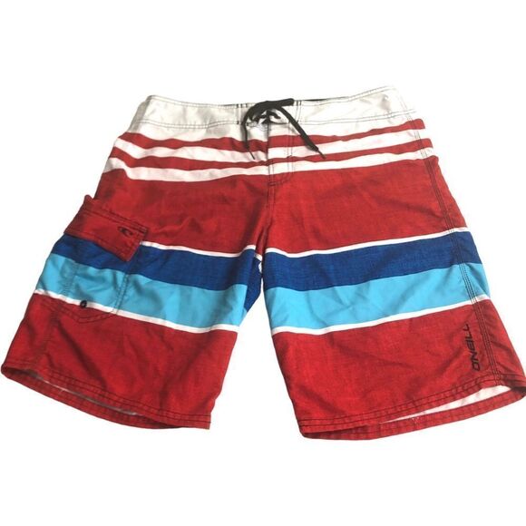 O’Neill Red Blue Swim Trunks - Picture 1 of 6